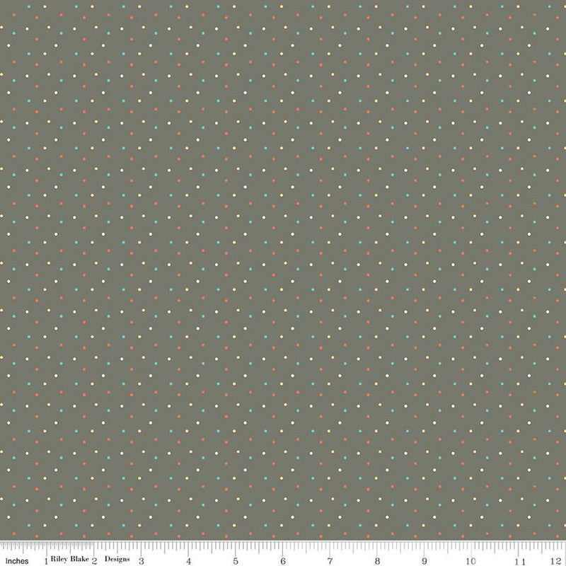 Happy At Home Dots Gray Fabric