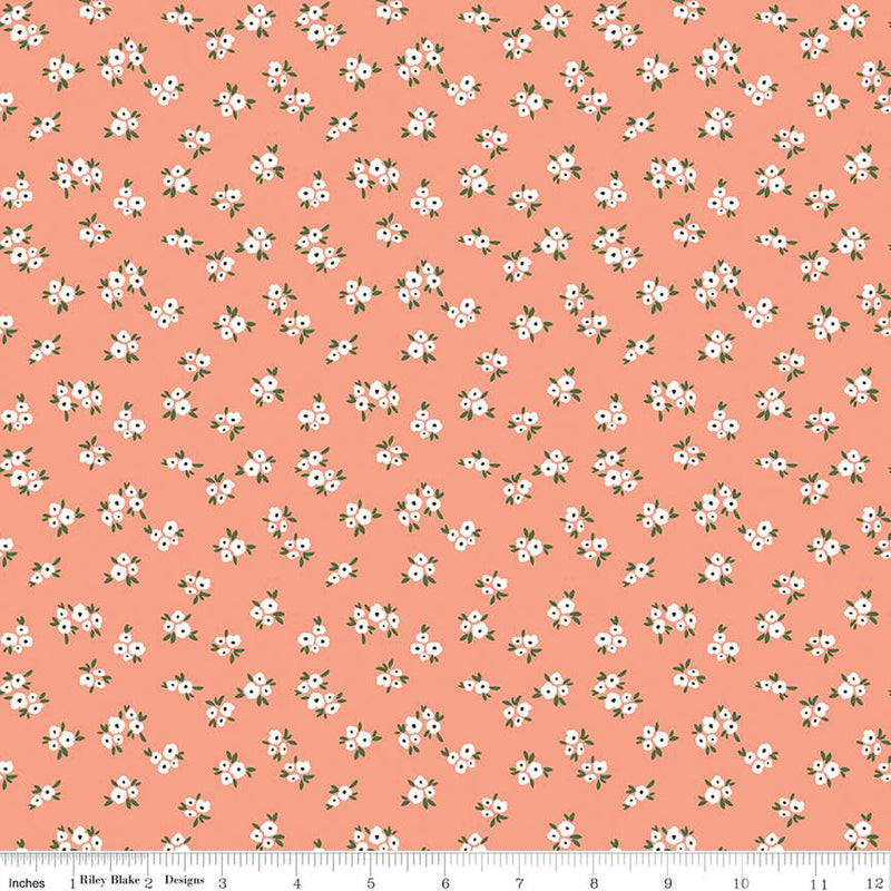 Homemade by Riley Blake Blossoms Coral  Fabric