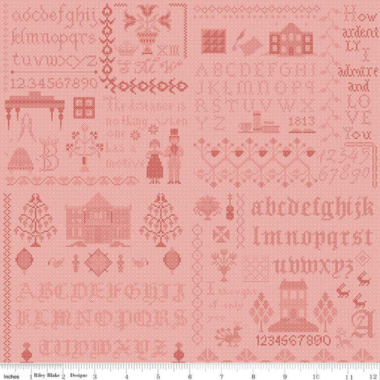 Pride & Prejudice Meryton Sampler Coral Yardage