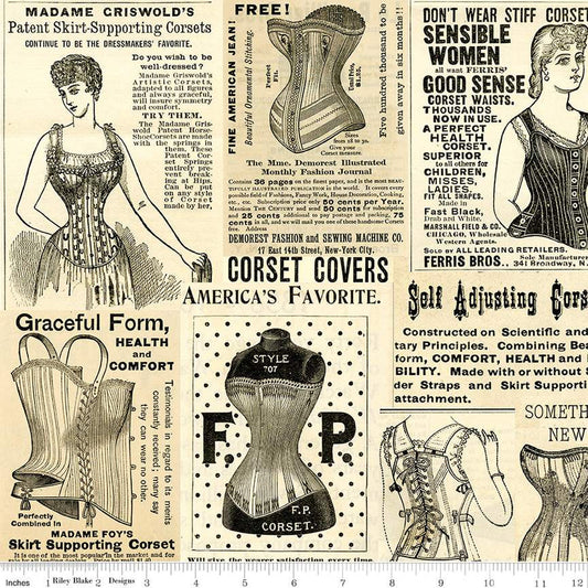 Sew Journal Vintage Corset Ads Parchment Fabric