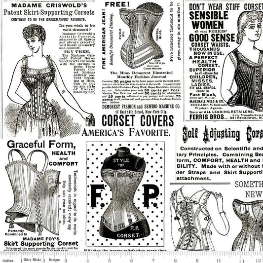 Sew Journal Vintage Corset Ads White Fabric