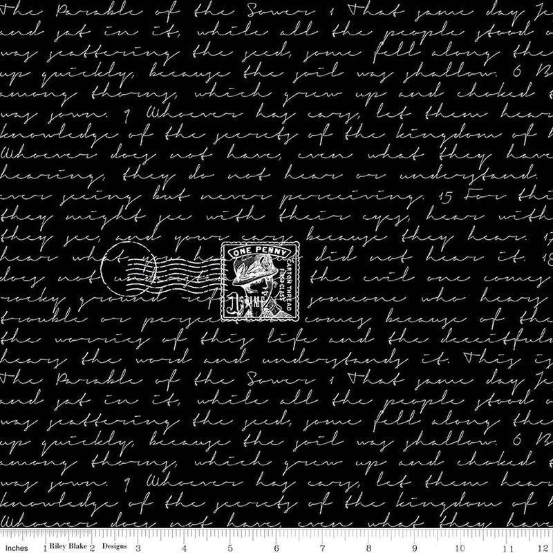 Sew Journal Sewer Parable Text Black Fabric