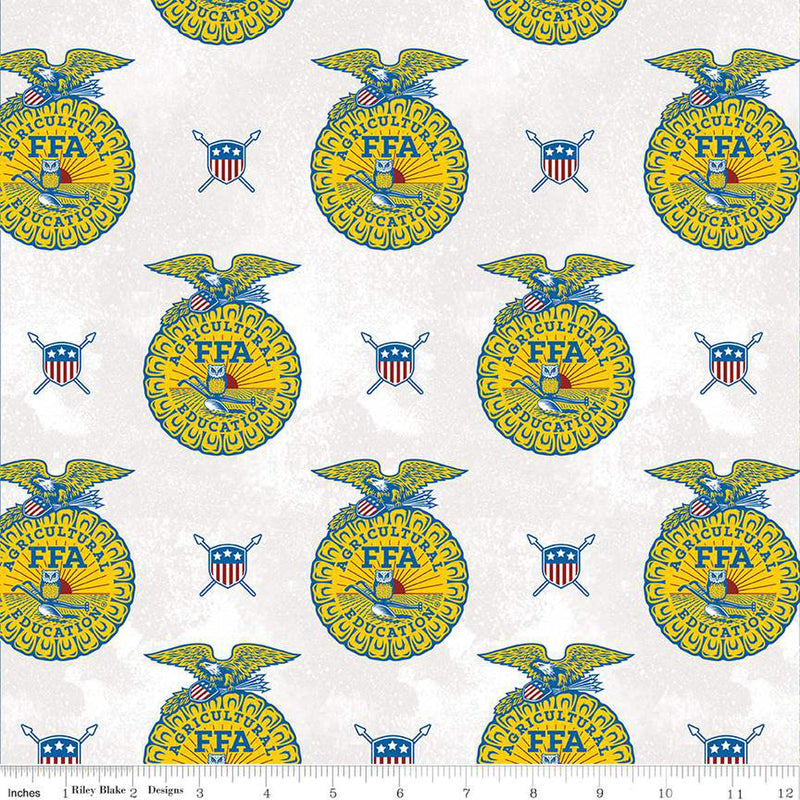 FFA® Forever Blue® Refreshed FFA Emblems Off White Fabric