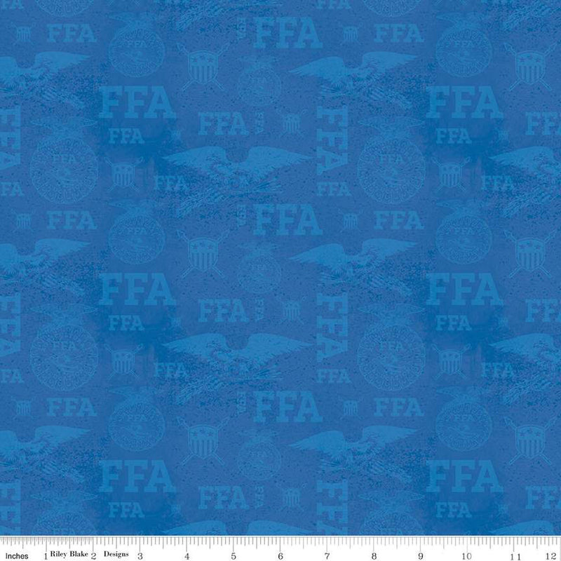 FFA® Forever Blue® Refreshed Tonal Logos Blue Fabric