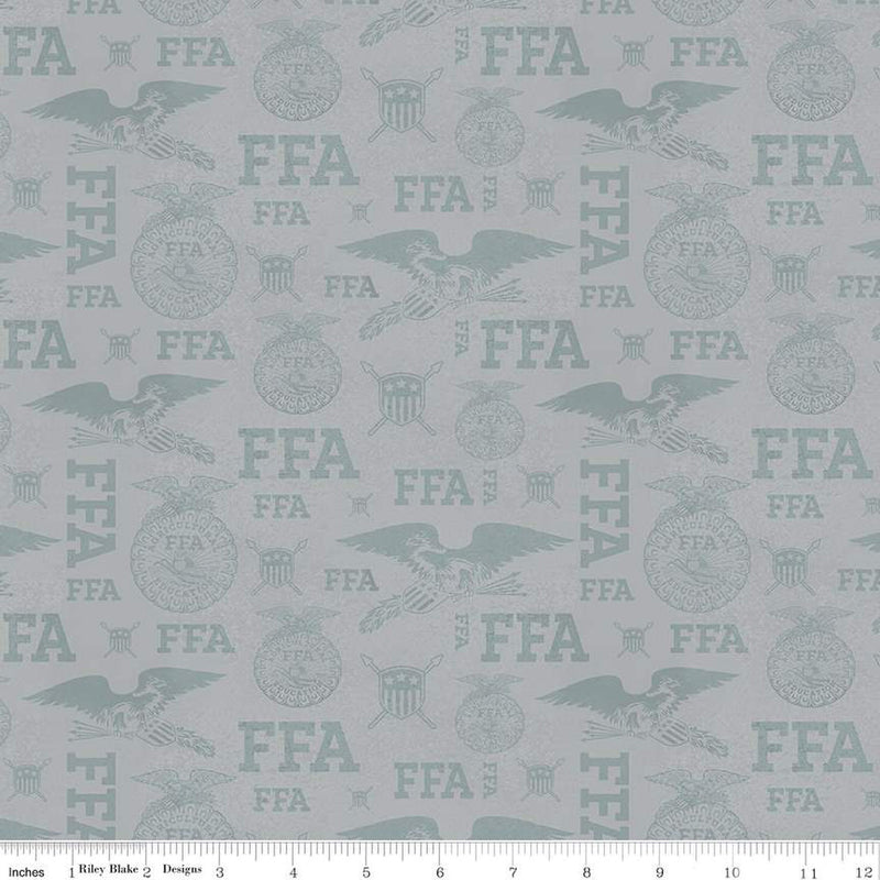 FFA® Forever Blue® Refreshed Tonal Logos Gray Fabric