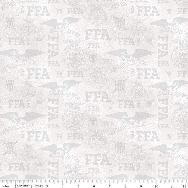 FFA® Forever Blue® Refreshed Tonal Logos Off White Fabric