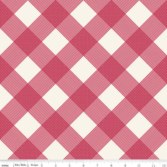 Riley Blake Heirloom Red Plaid Cream Fabric