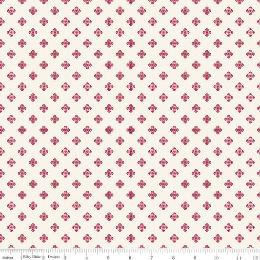 Riley Blake Heirloom Red Diamonds Cream Fabric