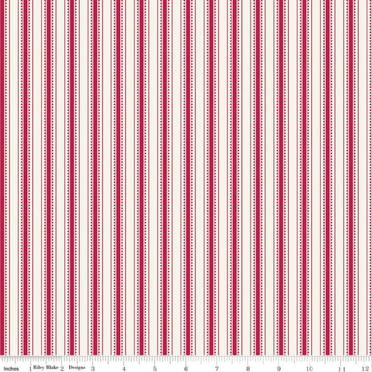 Riley Blake Heirloom Red Stripe Cream Fabric