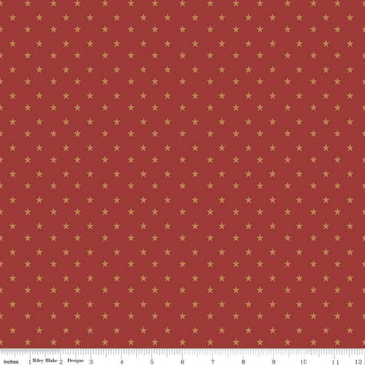 Riley Blake Coming Home Stars Barn Red Fabric