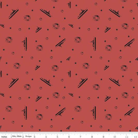 Riley Blake Coming Home Coastal Guards Red Fabric