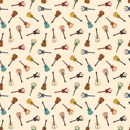 Cowboys Guitars Cream Yardage