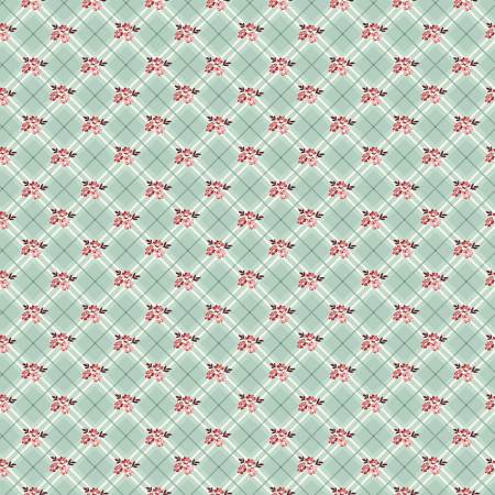 Riley Blake Love You Always Floral Plaid Mist Yardage