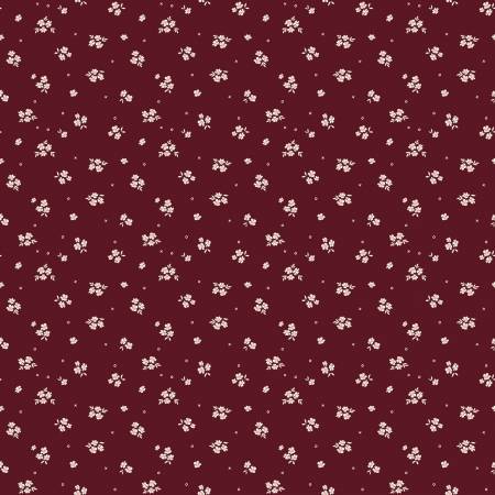 Love You Always Ditsy Maroon Flower Yardage