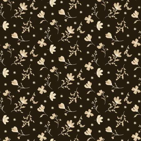 Morning Latte - Floral - Espresso - Yardage