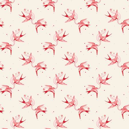 Letters to Cupid - Love Birds Cream - Yardage