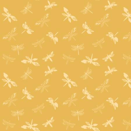 Awakening - Libellulas - Gold - Yardage