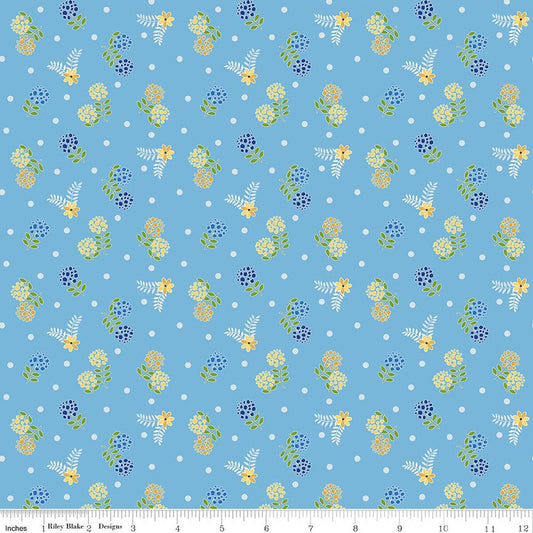 Awakening - Blossoms - Blue - Yardage