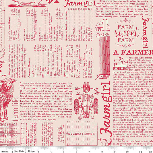 Farmer's Daughter - Farm Life Background - Tea Rose - Yardage