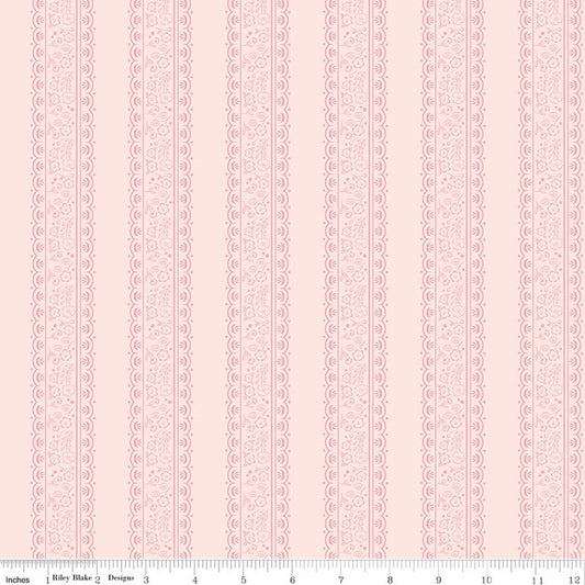 Sweet Pink - Floral Stripes - Blush - Yardage