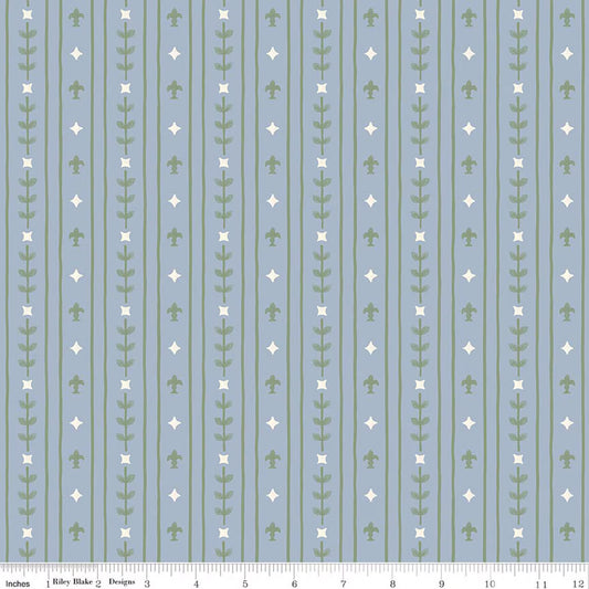 Faraway Kingdom - Royal Stripe - Sky - Yardage