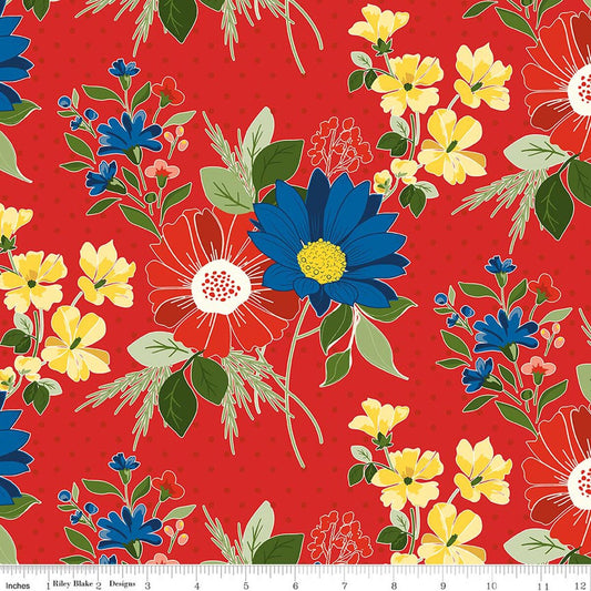 Summer's In Town - Main - Red- Yardage