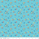 Summer's In Town - Floral - Aqua - Yardage
