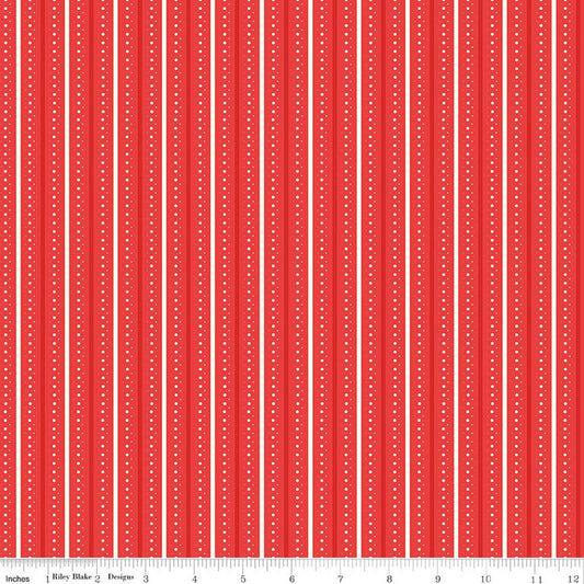 Summer's In Town - Stripes - Red - Yardage