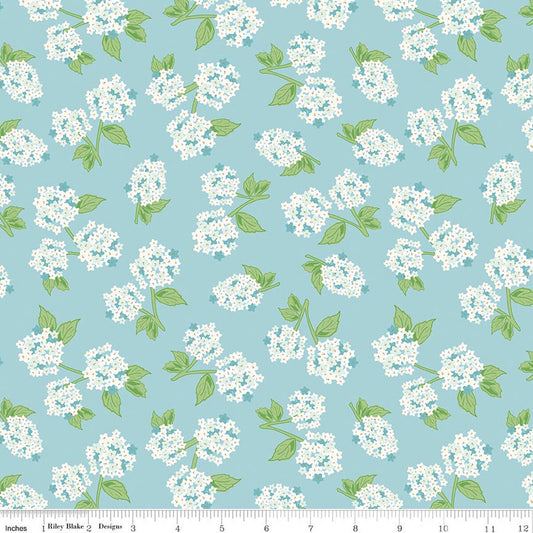 Correspondence - Hydrangeas - Aqua - Yardage