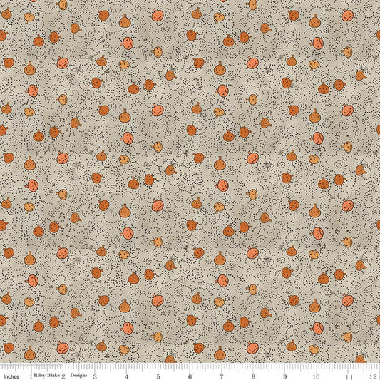 Spooky - Pumpkins - Gray - Yardage