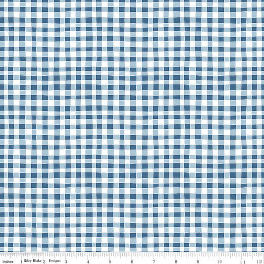 Firework Fields - Gingham - Blue - Yardage