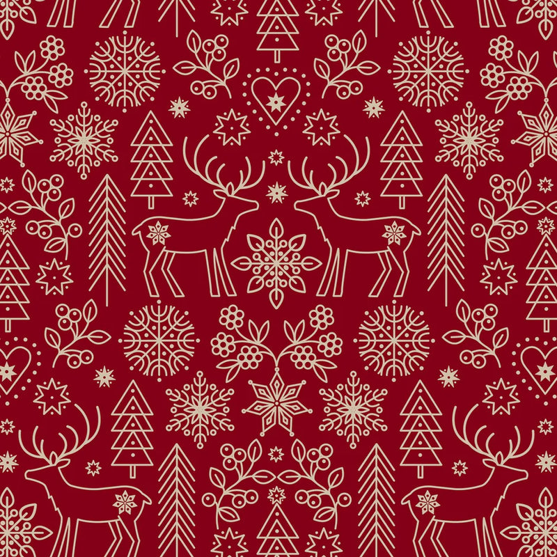 Saariselkä - Dark Red Fabric Yardage