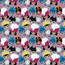 Disney Villains Kawaii Cute Villain Faces Yardage