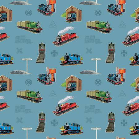 Thomas & Friends™ 80th Anniversary - Main - Blue - Yardage
