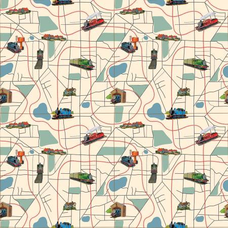 Thomas & Friends™ 80th Anniversary - Map - Cream - Yardage