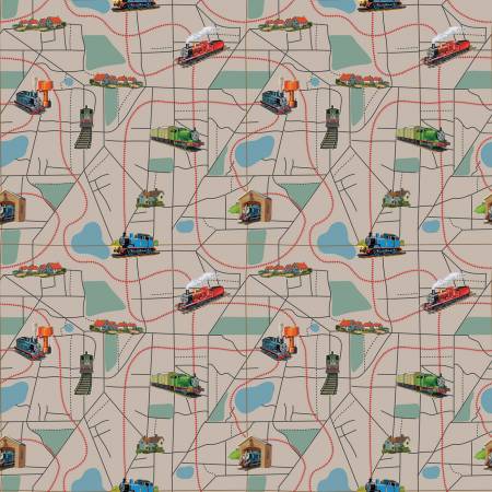 Thomas & Friends™ 80th Anniversary - Map - Pewter - Yardage