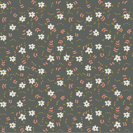 Cluck Cluck Bloom Dark Taupe Flower Dance Fabric