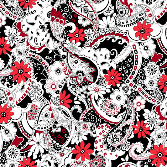 Crimson Royale - Floral Paisley Allover - Multi - Yardage