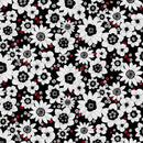 Crimson Royale - Packed Sketchy Flowers - Black / White - Yardage