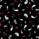 Crimson Royale - Tossed Paisleys - White / Black - Yardage