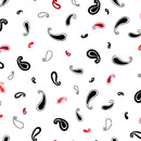 Crimson Royale - Tossed Paisleys - Black / White - Yardage