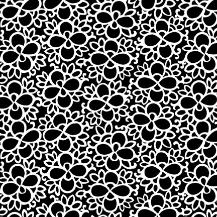 Crimson Royale - Fleu Geo - Black / White - Yardage