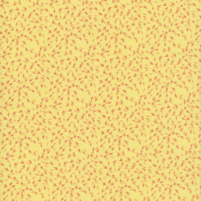 Cluck Cluck Bloom Yellow Chicken Tracks Fabric