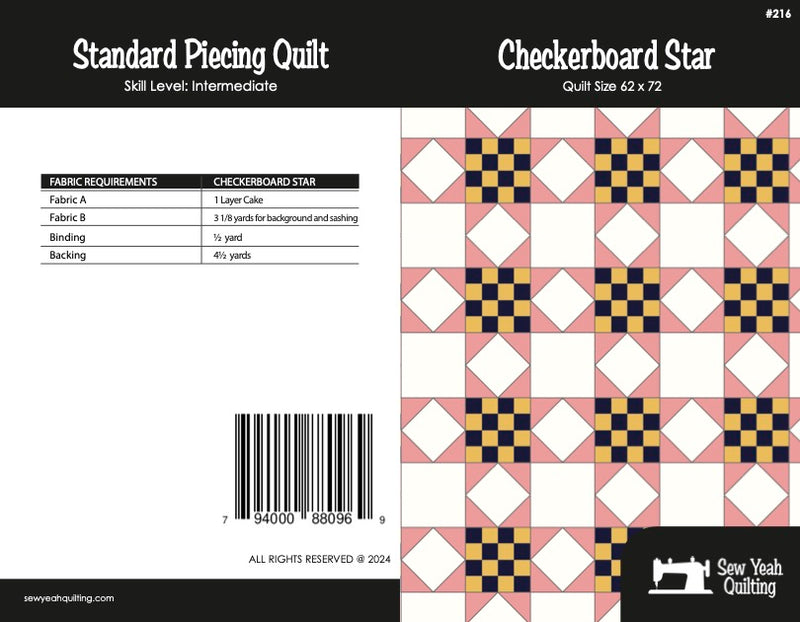 Checkerboard Star Quilt 62" x 72"