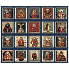 Christmas Party Animals Patches Panel QT Fabrics 44"