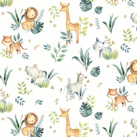 Multi Safari Babies Digital Cuddle Yardage