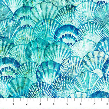 Vitamin Sea Blue Multi Clam Shells Fabric