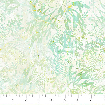 Vitamin Sea Pale Green Multi Coral Fabric