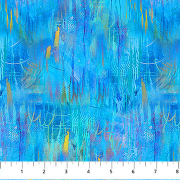 Lotus Sm Brushstrokes Blue Multi Fabric