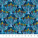 Hanukkah Lights - Menorahs - Blue/Multi - Yardage